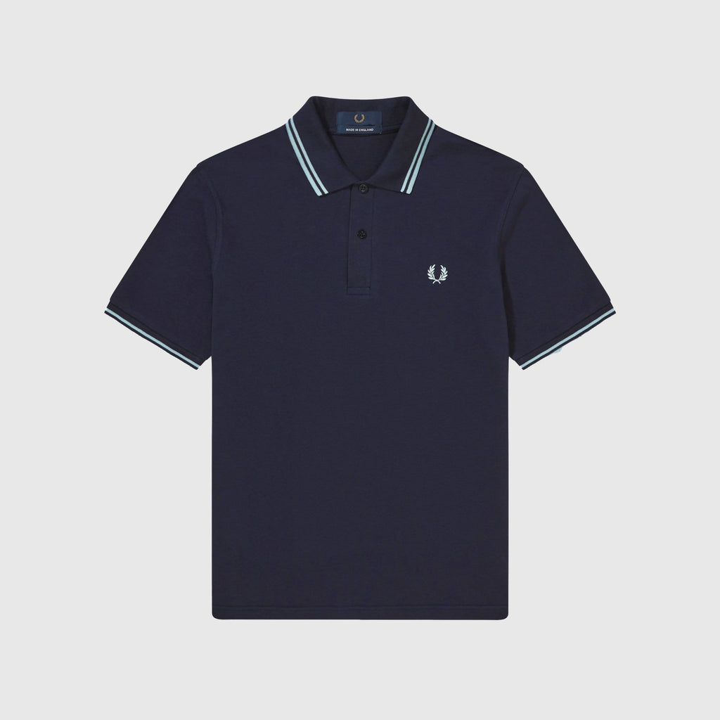 Fred Perry SS Twin Tipped Fred Perry Shirt - 795 Navy / Ice Front 