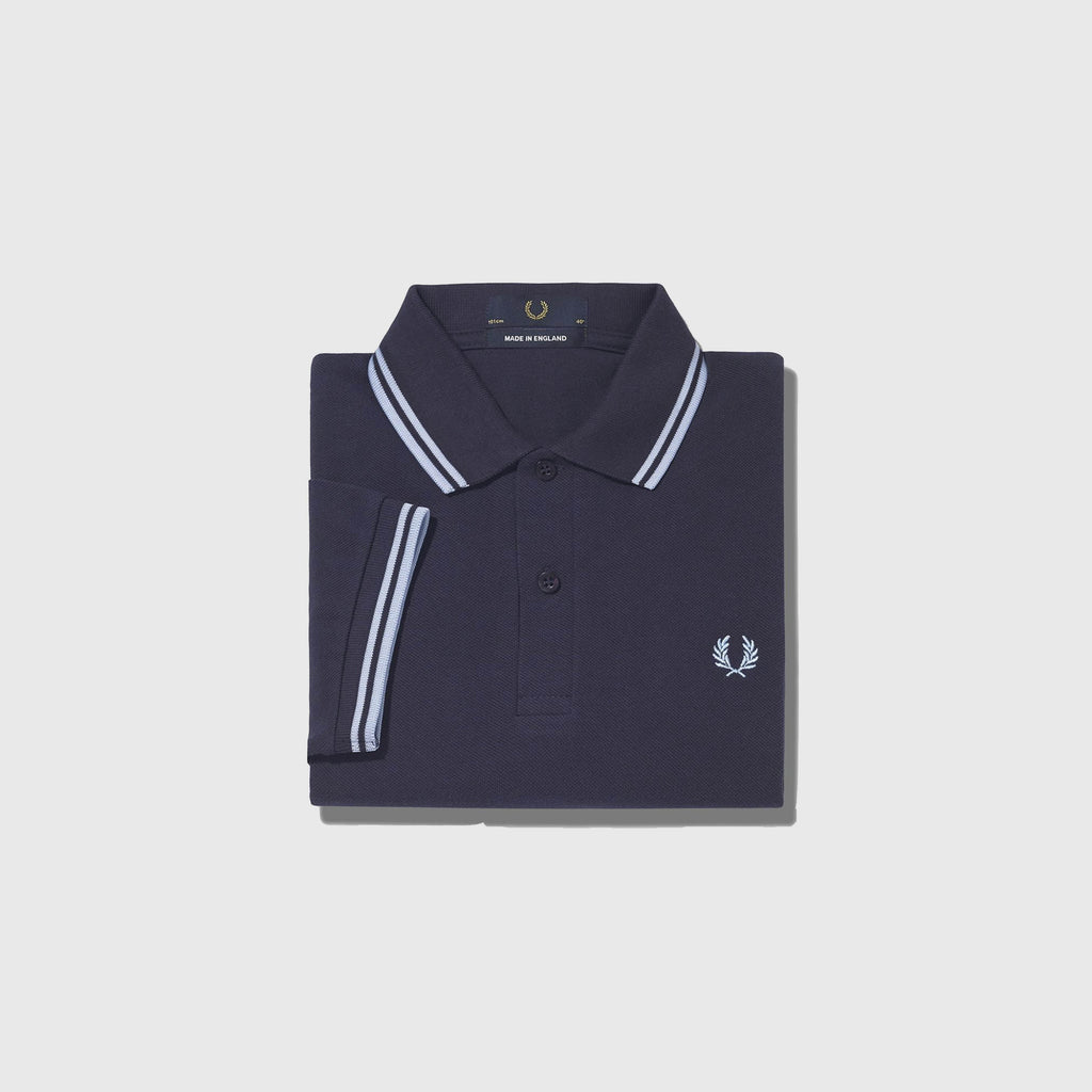 Fred Perry SS Twin Tipped Fred Perry Shirt - 795 Navy / Ice  Folded Front