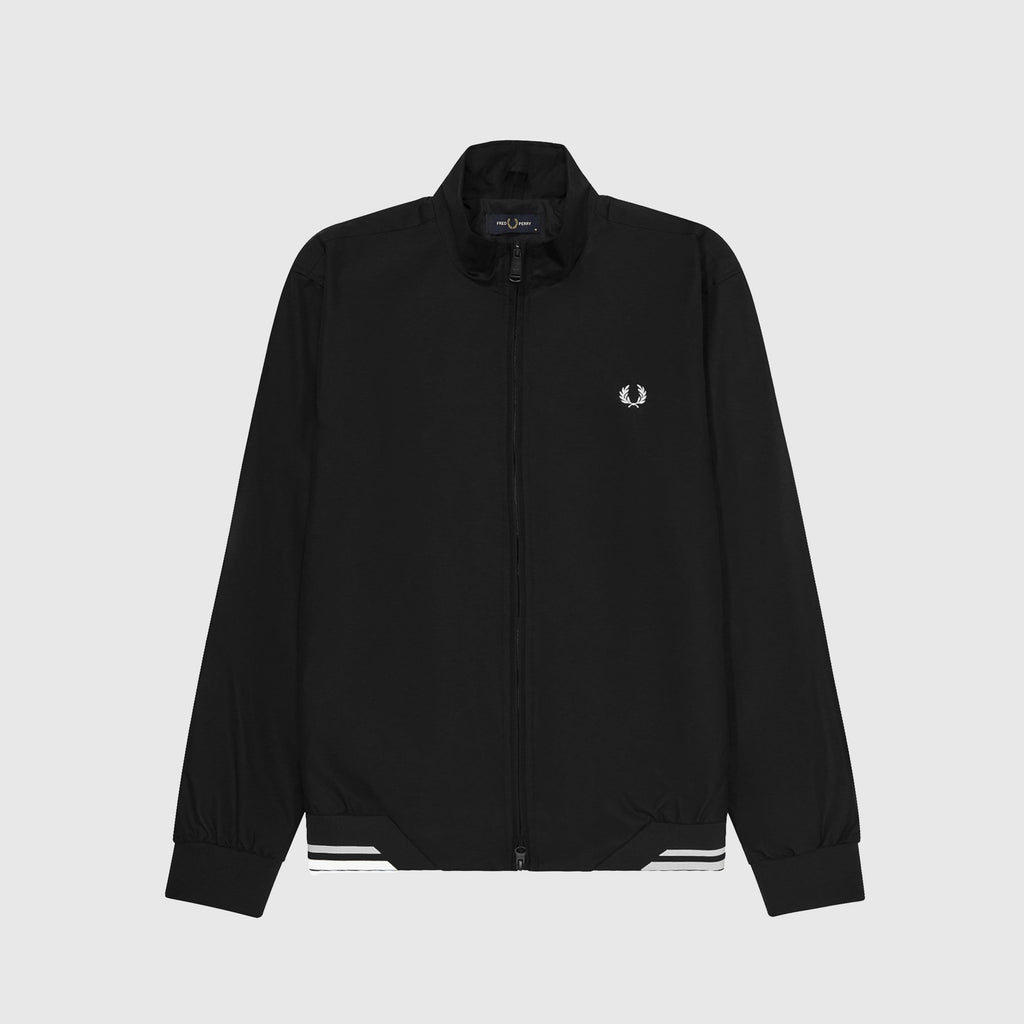 Fred Perry Brentham Jacket - 102 Black Front With Logo Embroidery 