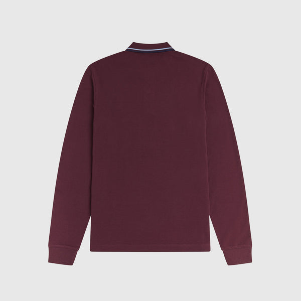 Fred Perry LS Twin Tipped Polo Shirt - Aubergine Back 
