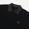 Fred Perry Space Dye Trim Knitted Shirt - Black Collar And Chest Logo
