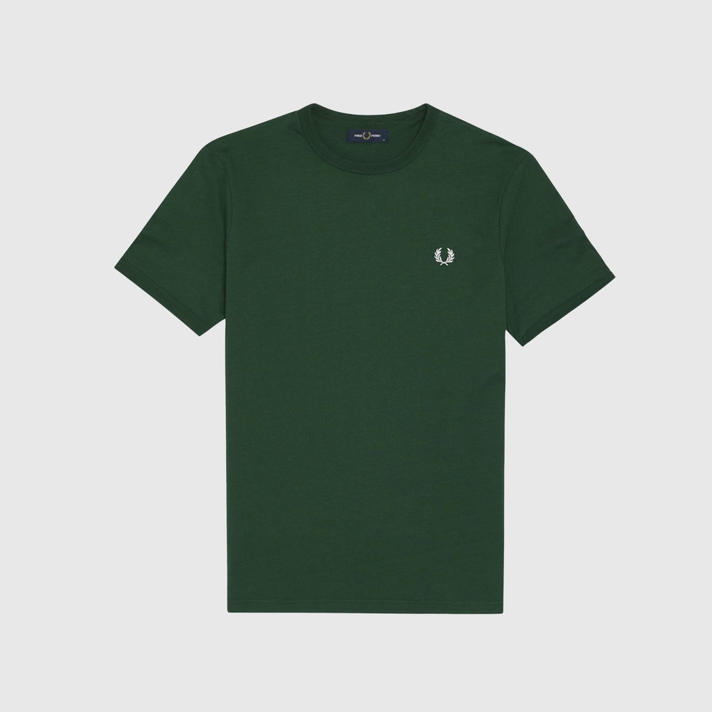 Fred SS Perry Ringer Tee - Ivy Front With Chest Embroidery 