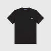 Fred Perry SS Ringer Tee - Black Front With Embroidered Logo 