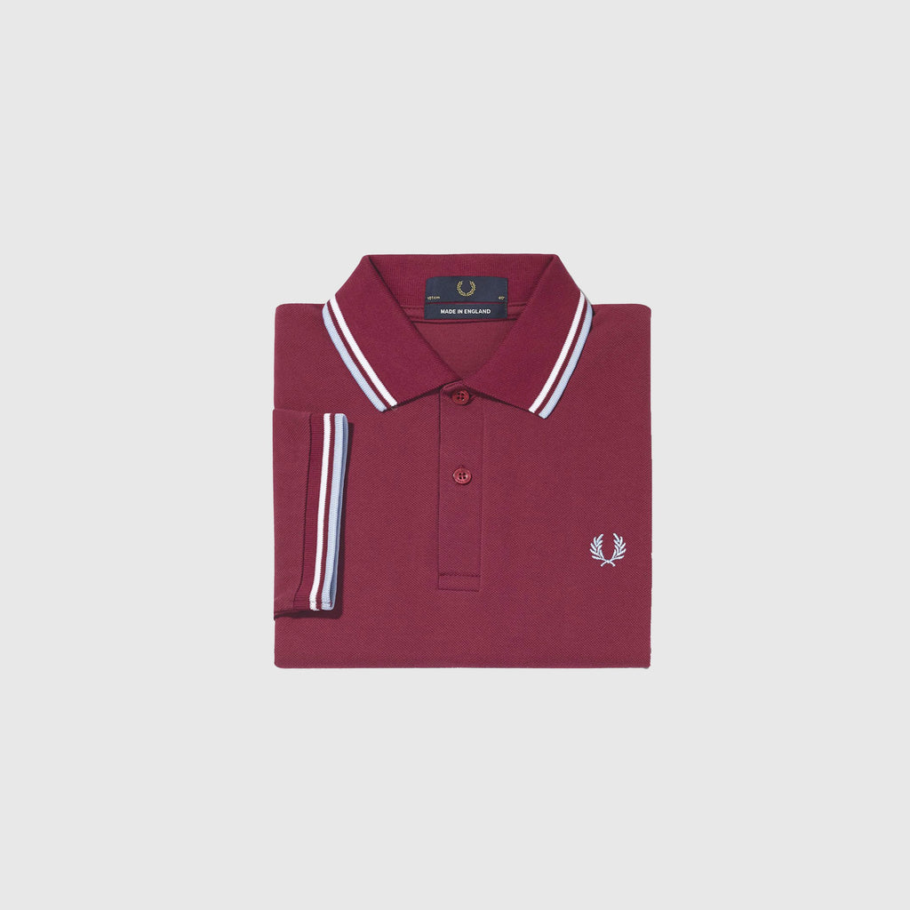 Fred Perry SS Twin Tipped Fred Perry Shirt - 106 Maroon / White / Ice Folded 