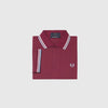 Fred Perry SS Twin Tipped Fred Perry Shirt - 106 Maroon / White / Ice Folded 