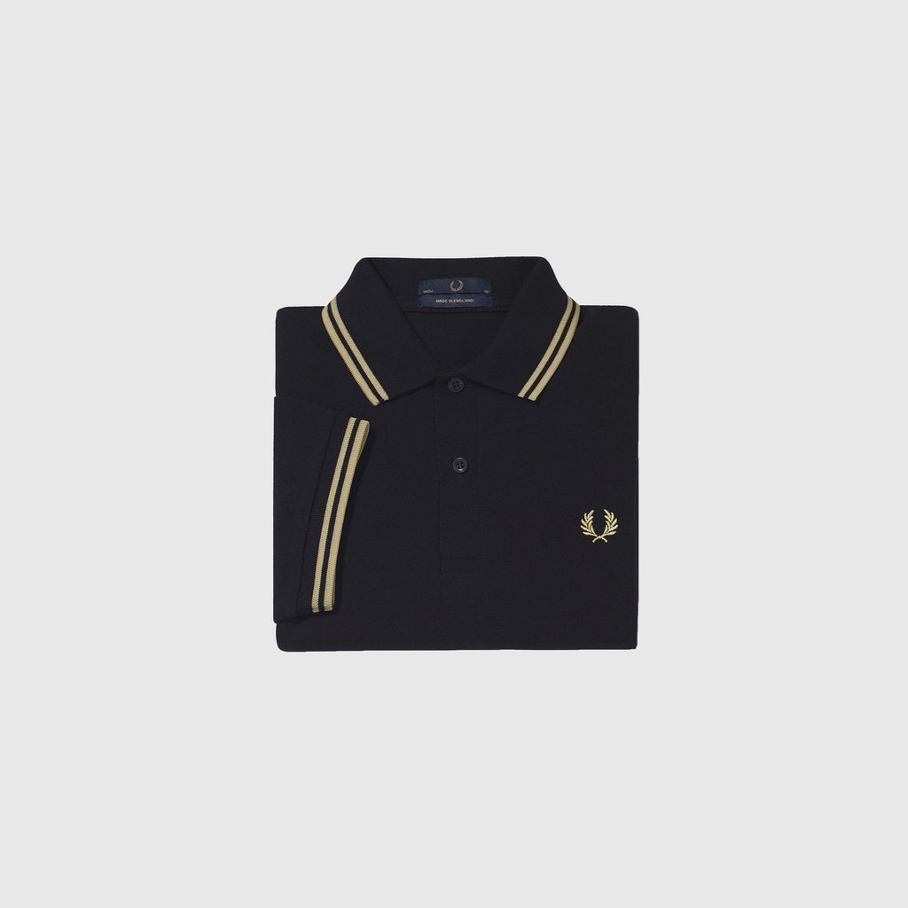 Fred Perry SS Twin Tipped Fred Perry Shirt - 157 Black / Champagne Folded
