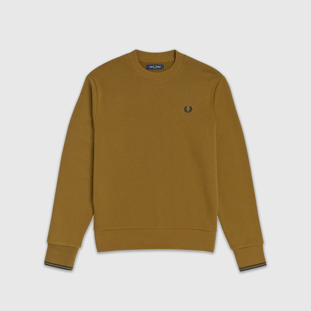 Fred Perry Crew Neck Sweatshirt - Dark Caramel Front