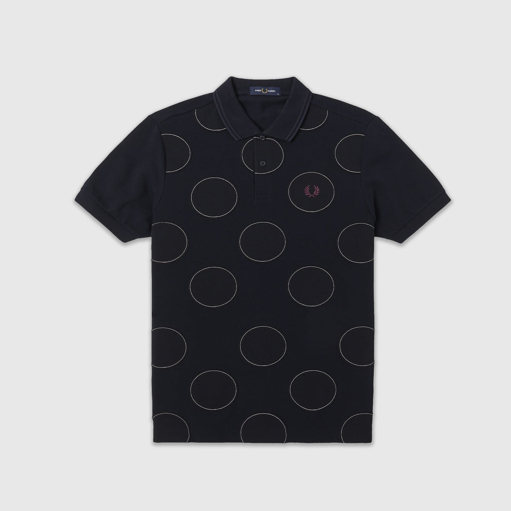 Fred Perry SS Polka Spot Polo Shirt - Navy Front
