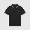 Fred Perry SS Twin Tipped Polo Shirt - Black / New Yellow Front