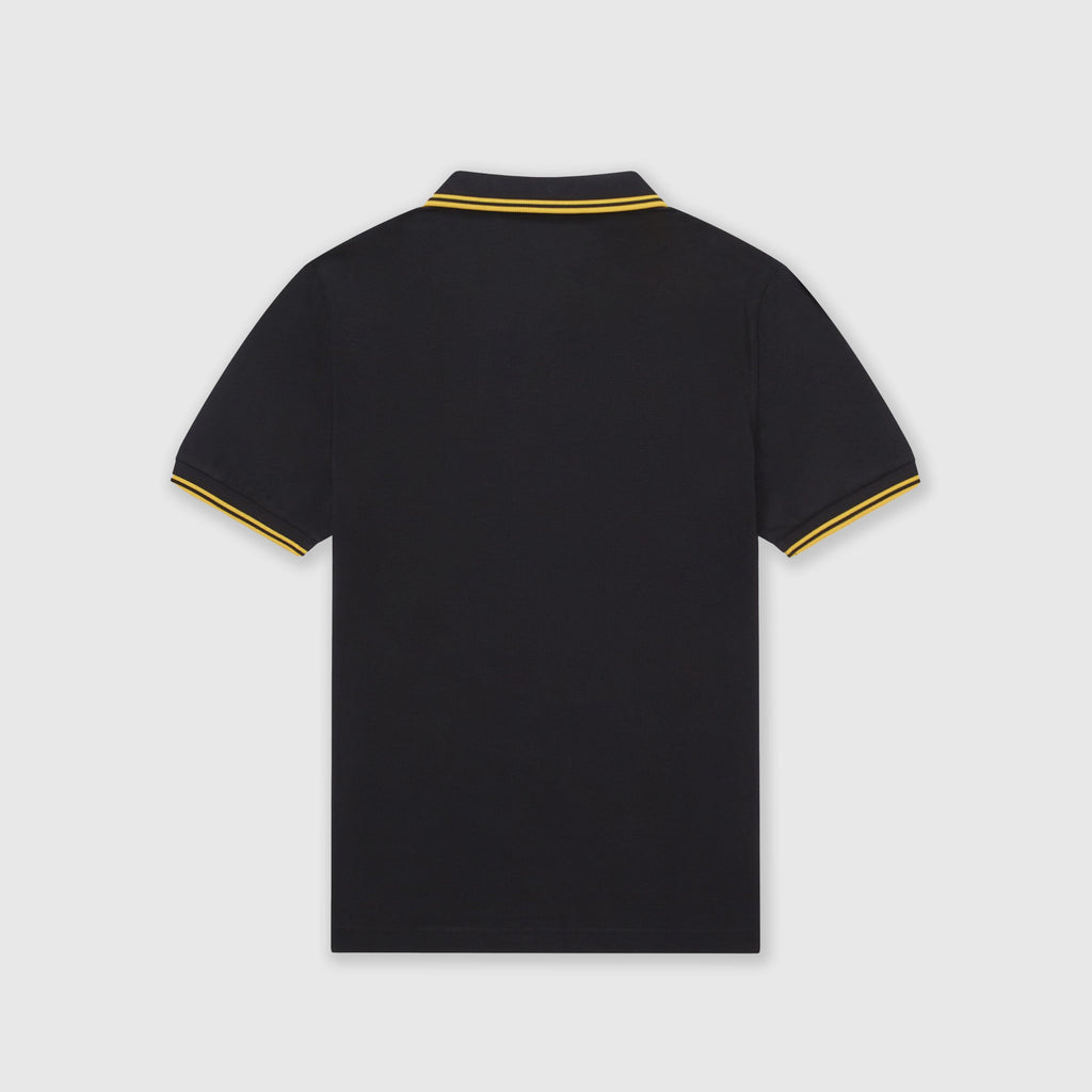 Fred Perry SS Twin Tipped Polo Shirt - Black / New Yellow Back