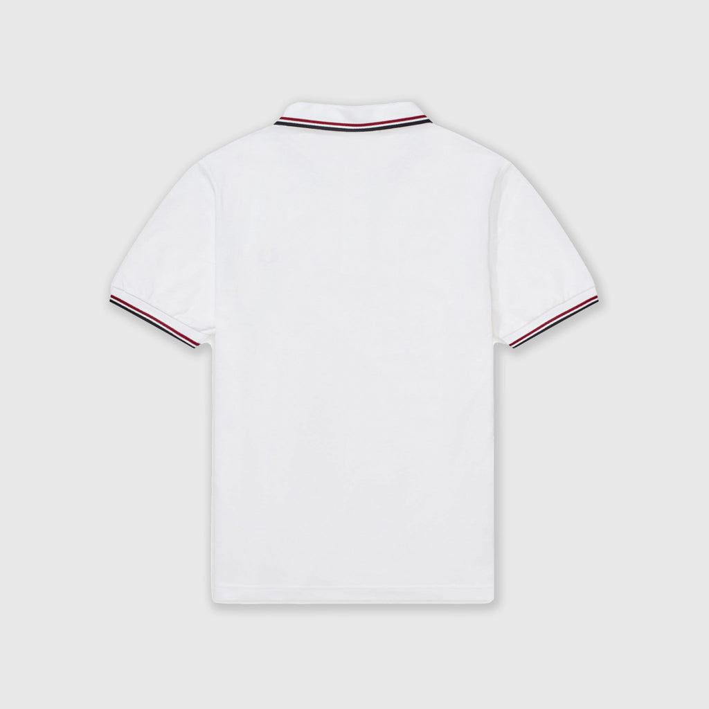 Fred Perry SS Twin Tipped Polo Shirt - White / Bright Red / Navy Back