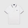 Fred Perry SS Twin Tipped Fred Perry Shirt - 120 White / Ice / Maroon Front 