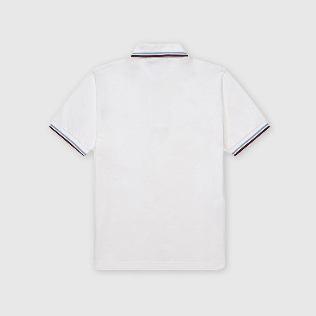 Fred Perry SS Twin Tipped Fred Perry Shirt - 120 White / Ice / Maroon Back 