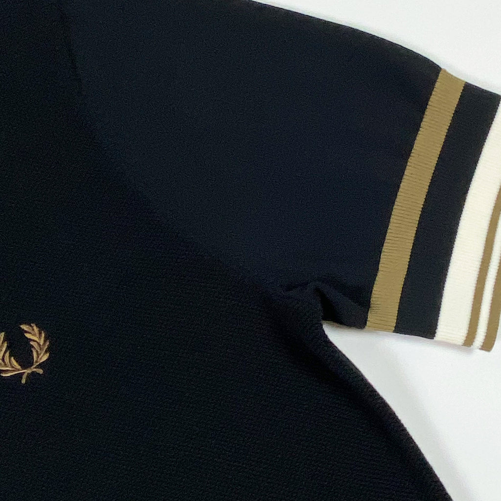 Fred Perry SS Bomber Zip Neck Knitted Shirt Banding Sleeve