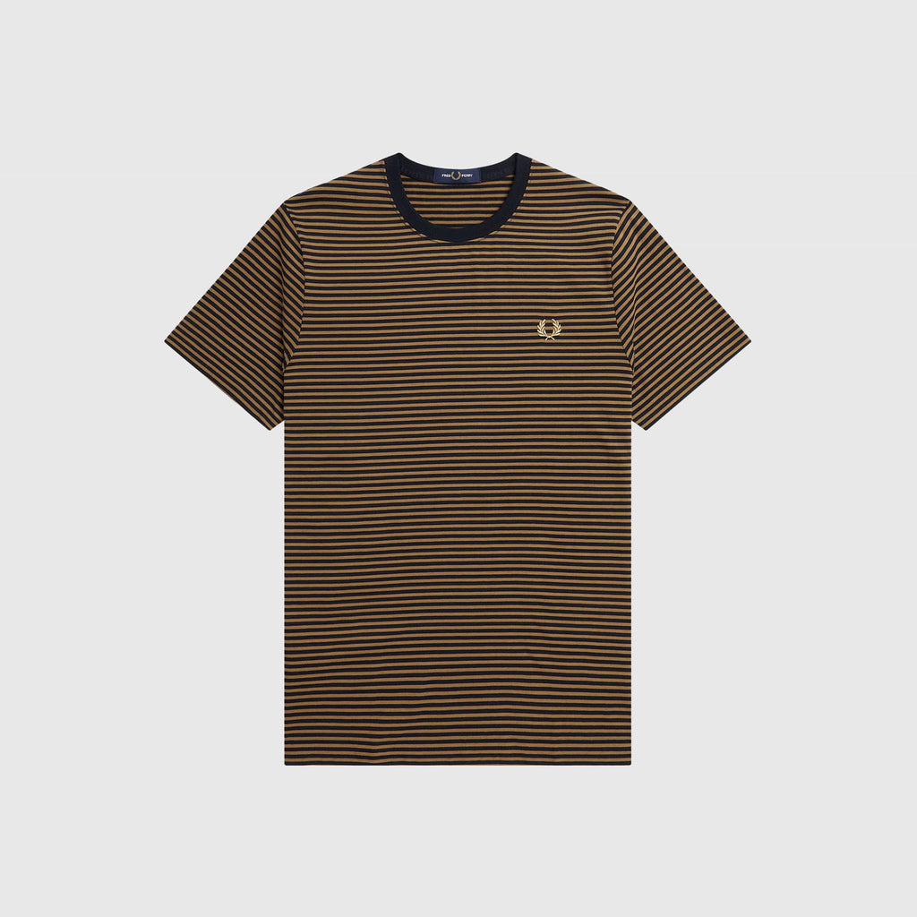 Fred Perry Fine Stripe T-Shirt - Shaded Stone / Navy - Front