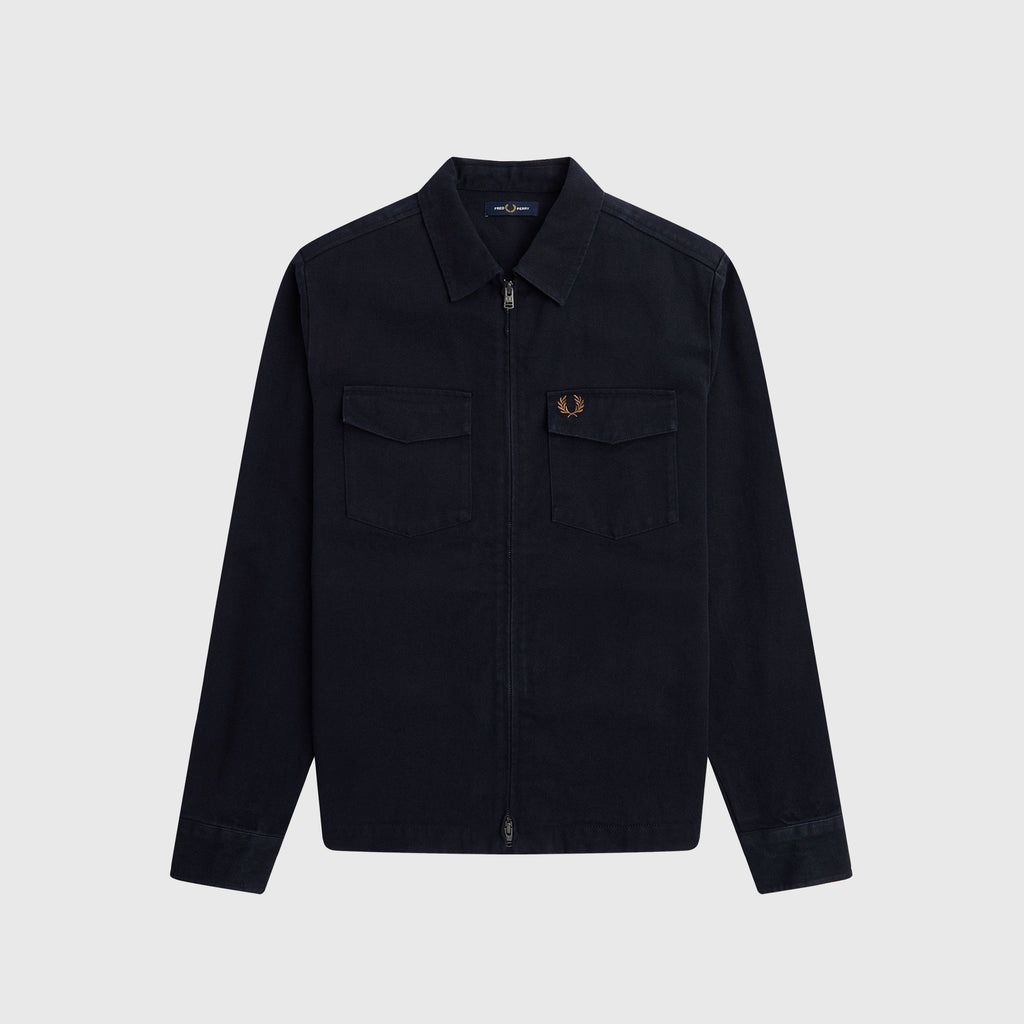 Fred Perry Heavy Twill Overshirt - Navy - Front
