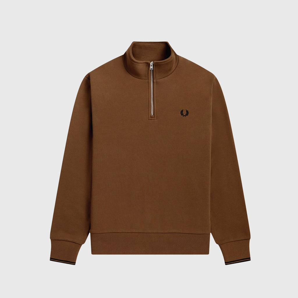 Fred Perry Half Zip Sweat Shirt - Shaded Stone - Front