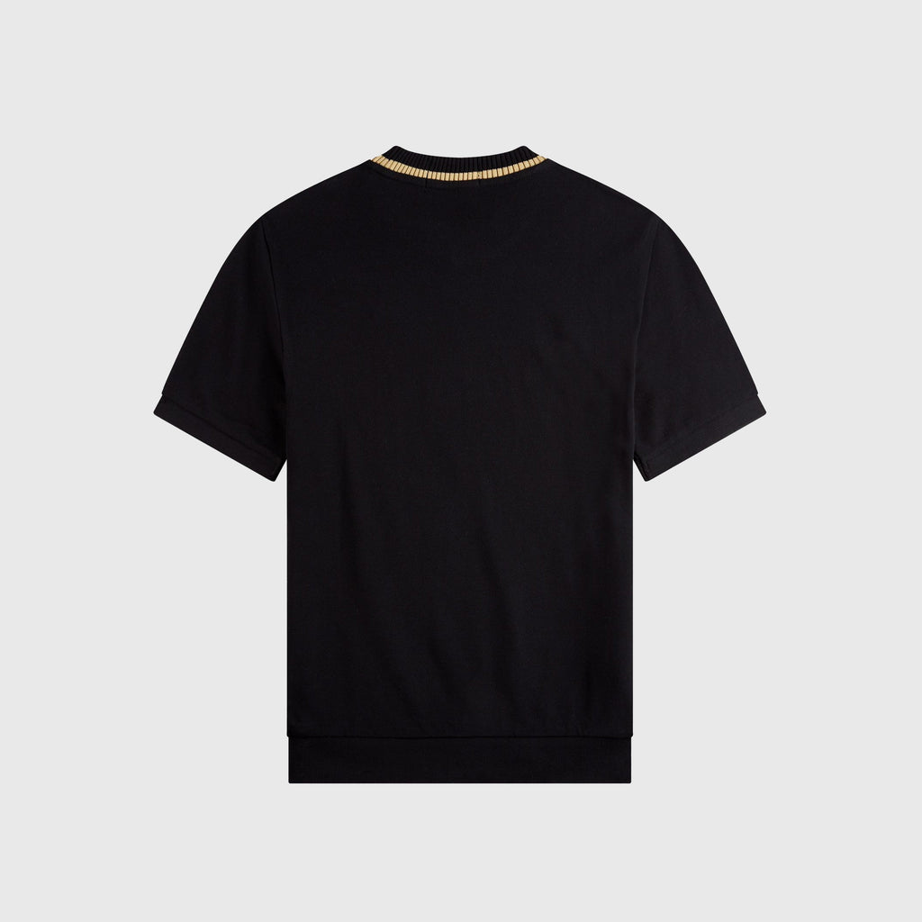 Fred Perry Crewneck Pique T-Shirt - Black / Champagne - Back