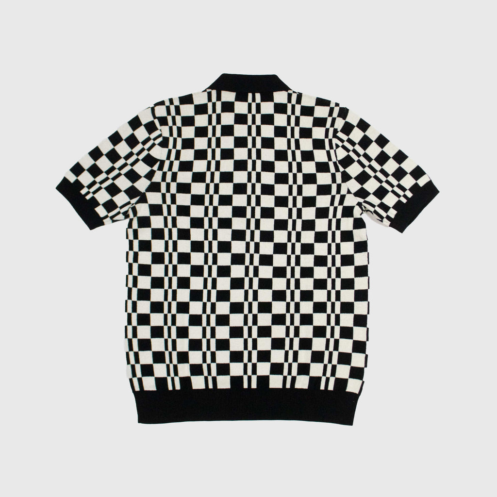 Fred Perry Chequerboard Knitted Shirt - Black / Ecru - Back