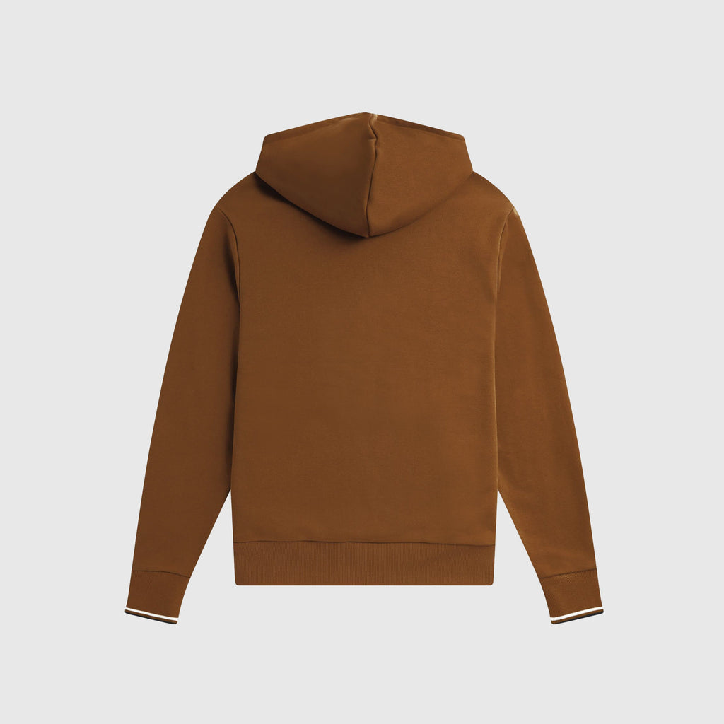 Fred Perry Tipped Hooded Sweatshirt - Dark Caramel - Back