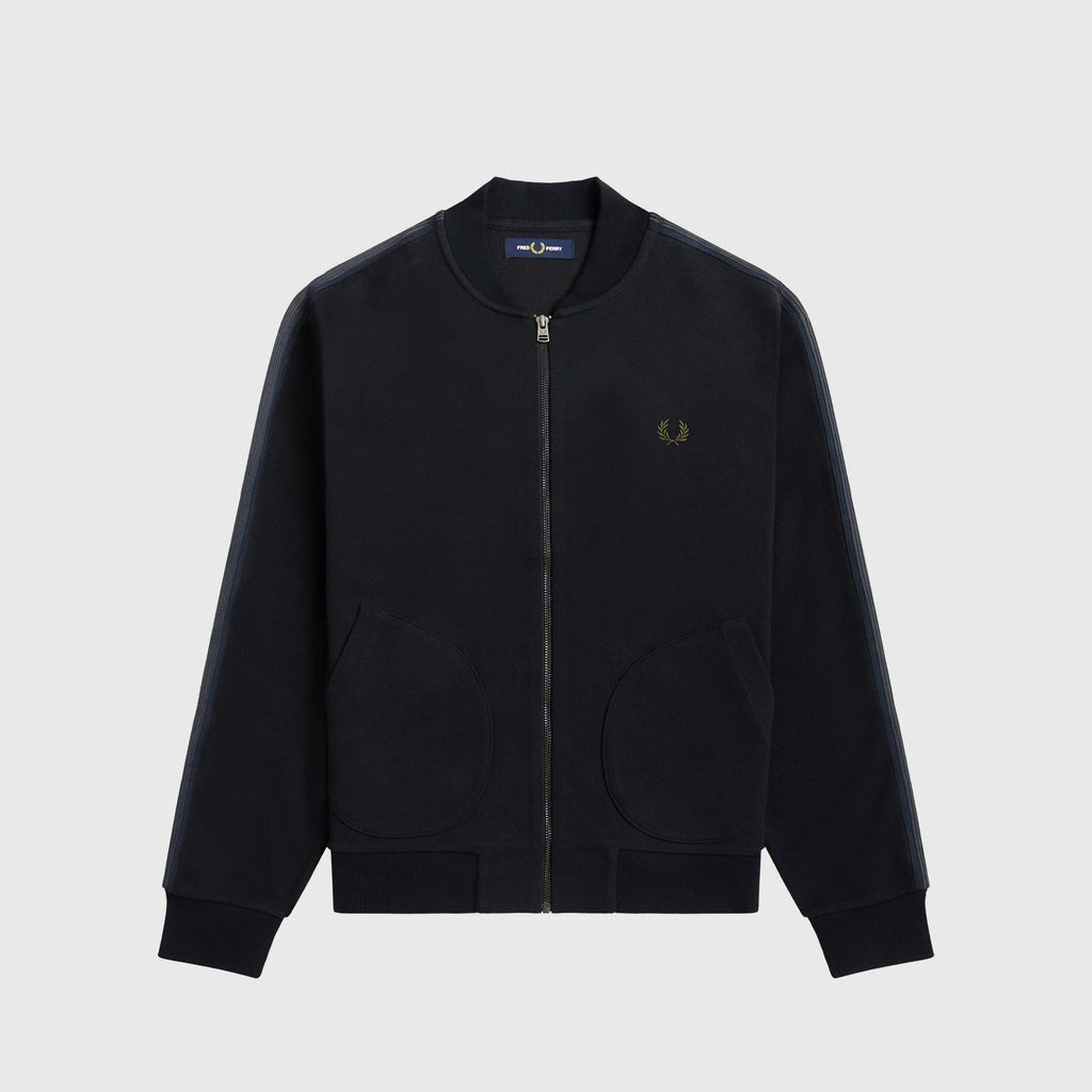 Fred Perry Knitted Taped Track Jacket - Shaded Navy - Front