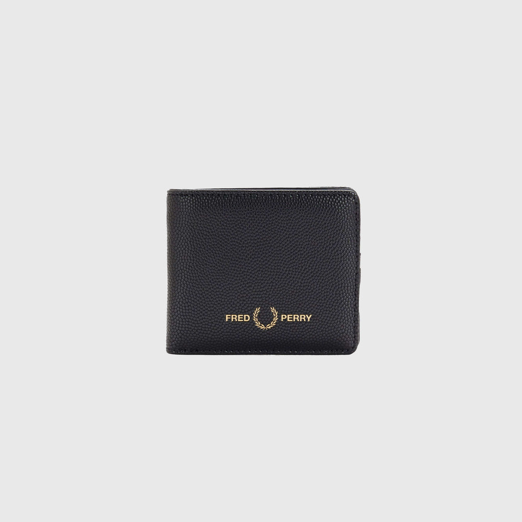 Fred Perry Scotch Grain Textured PU B Wallet - Black - Front