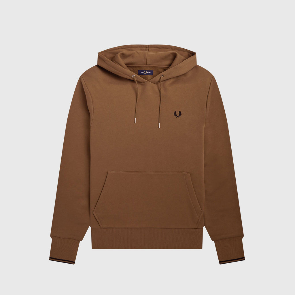 Fred Perry Tipped Hooded Sweatshirt - Shaded Stone - Front