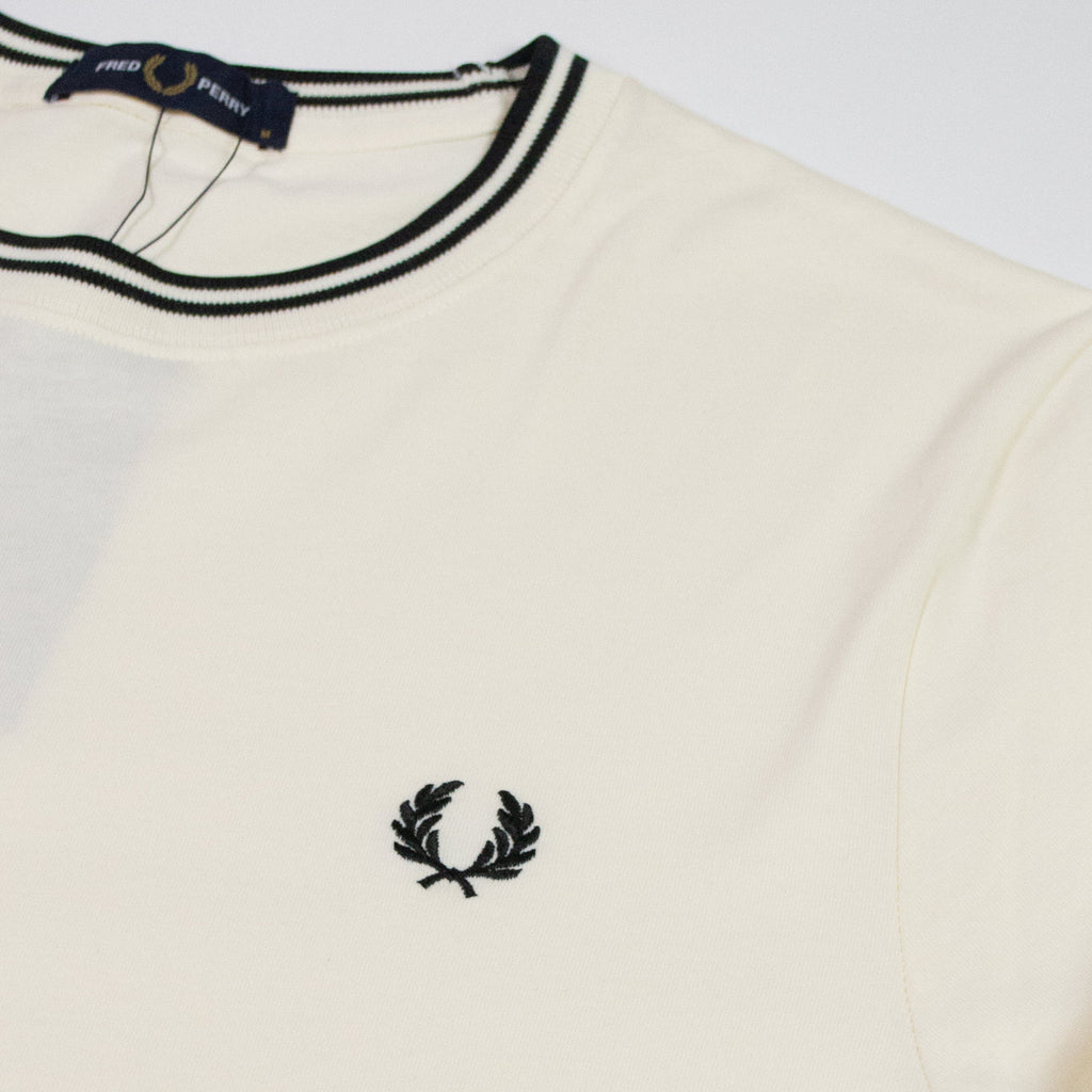 Fred Perry Twin Tipped T-shirt - Ecru - Close Up