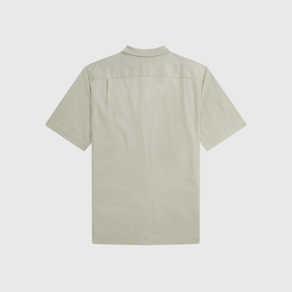 Fred Perry Pique Panel Shirt - Light Oyster - Back
