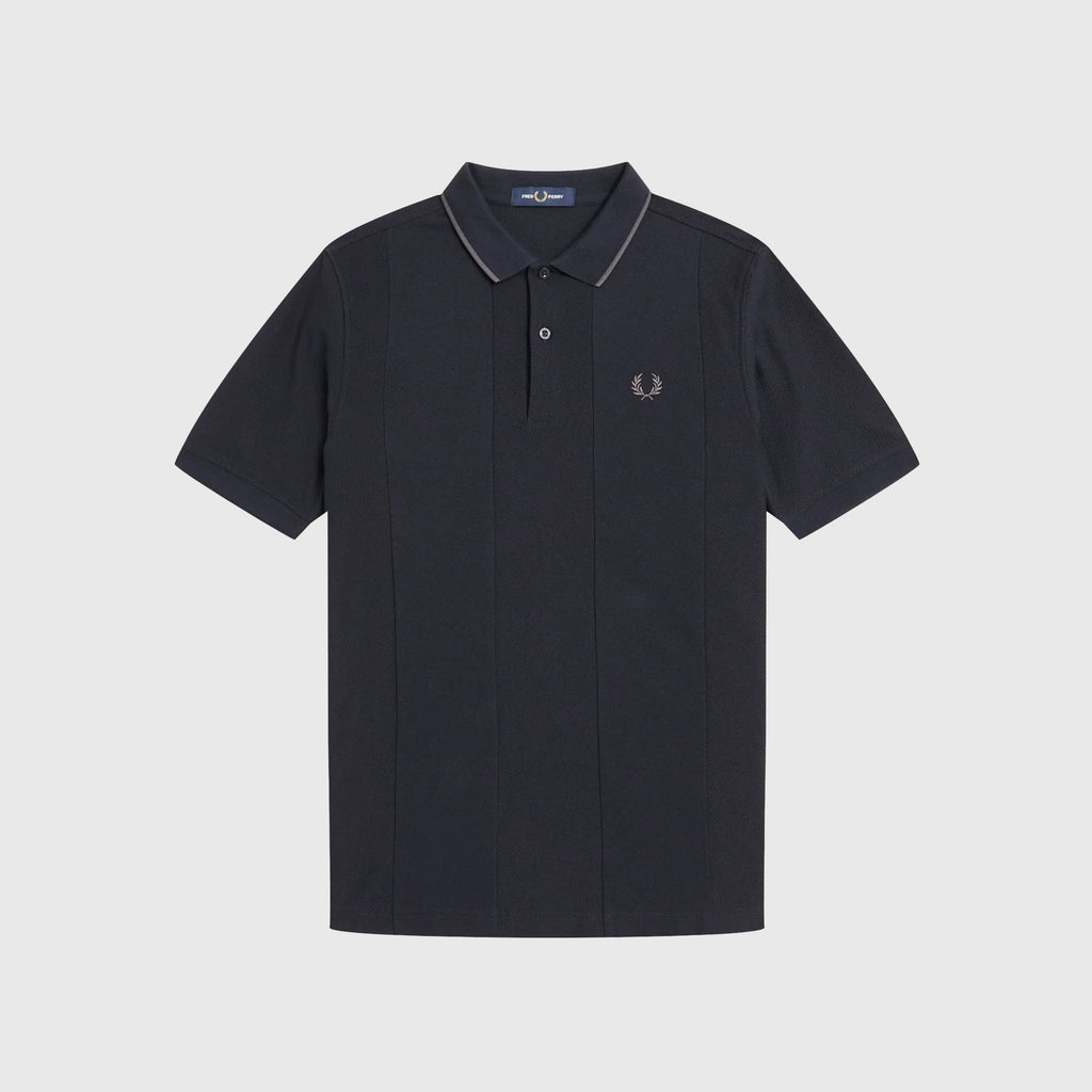 Fred Perry Textured Stripe Polo Shirt - Navy - Front