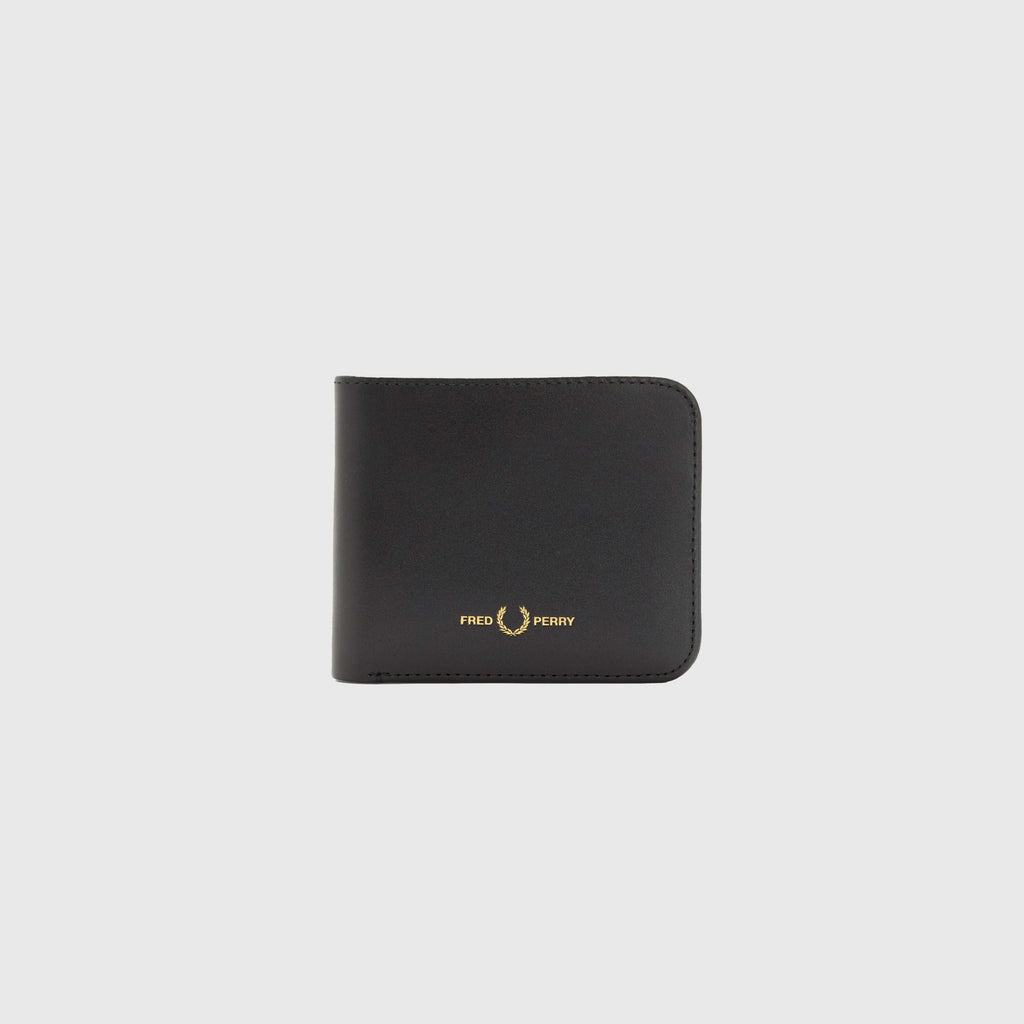 Fred Perry Burnished Leather B-Fold Wallet - Black