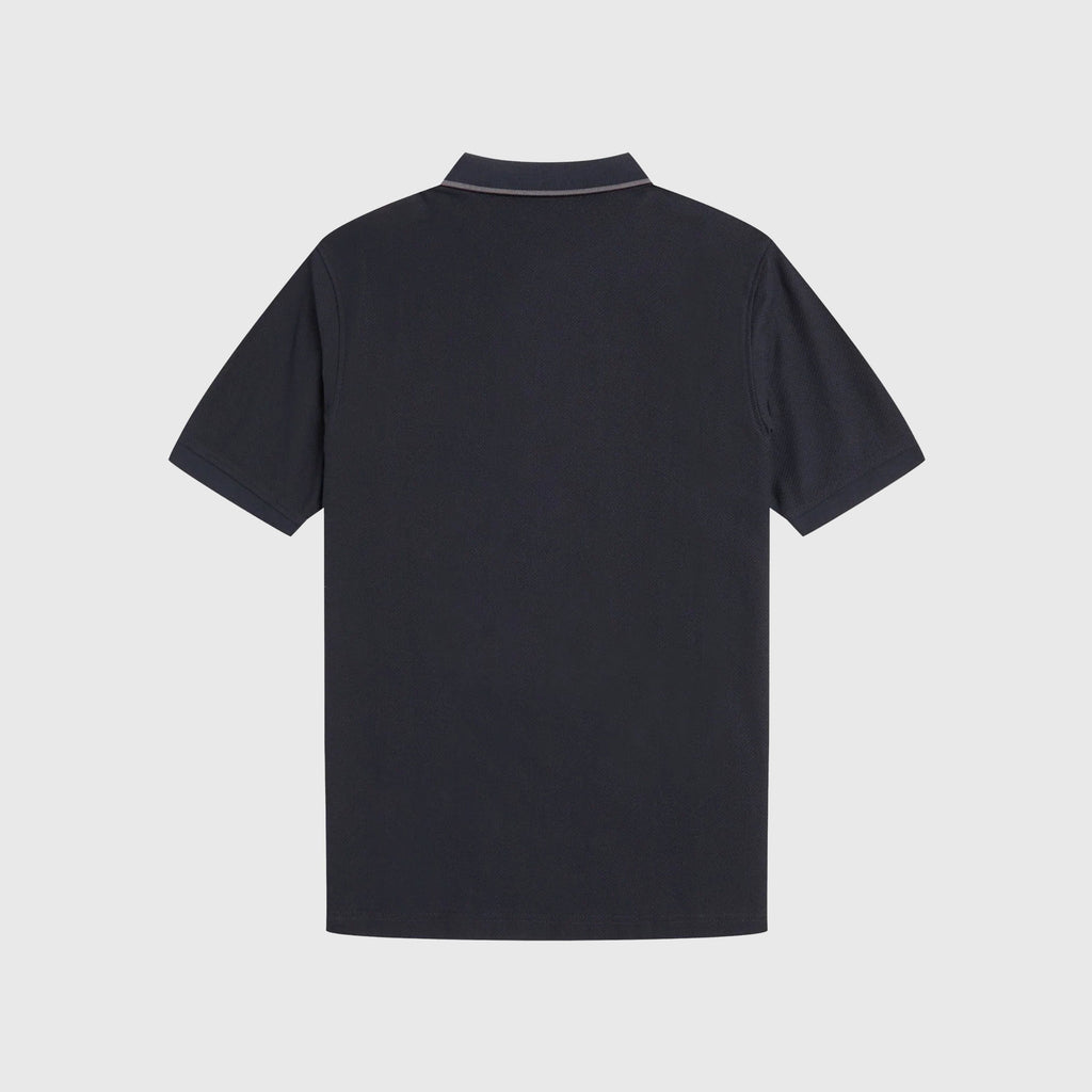 Fred Perry Textured Stripe Polo Shirt - Navy - Back
