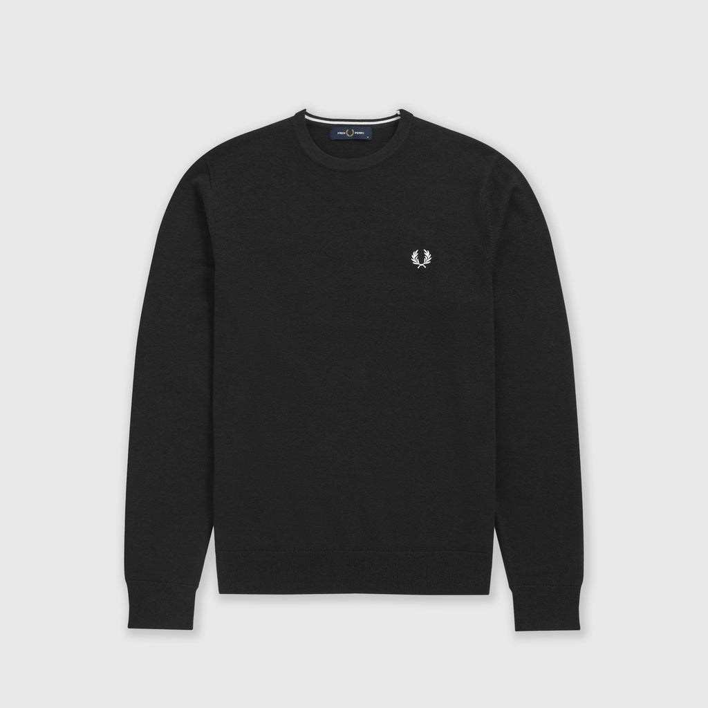  Fred Perry Classic Crew Neck Jumper - Black Front