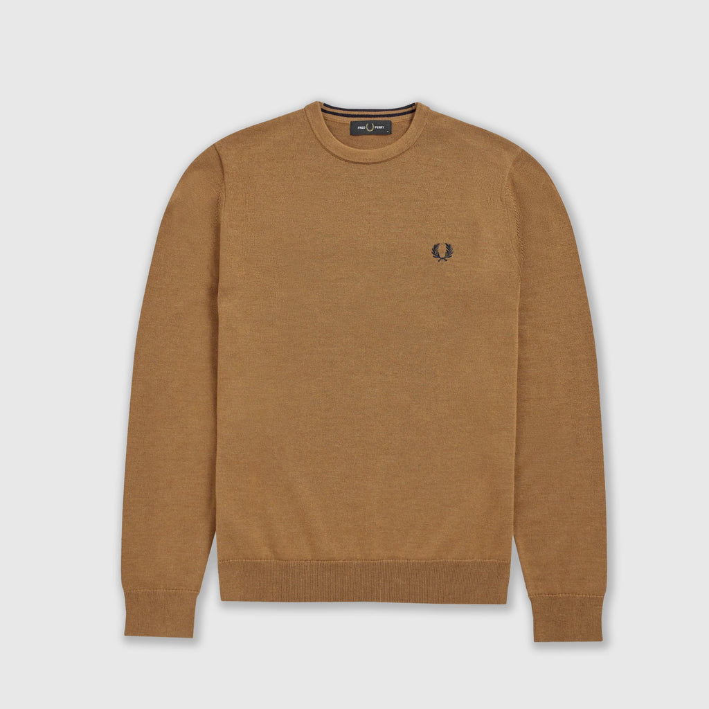 Fred Perry Classic Crew Neck Jumper - Caramel Front
