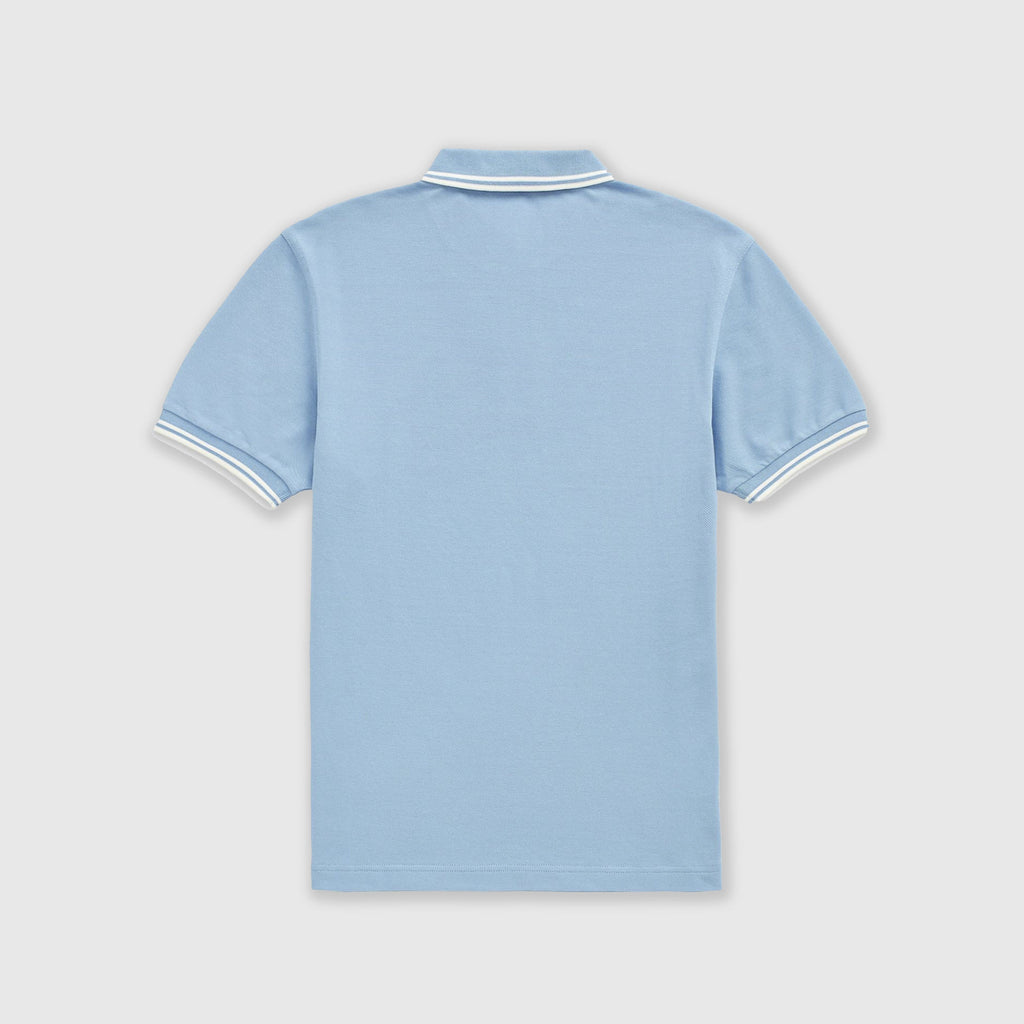 Fred Perry SS Twin Tipped Polo Shirt - Sky / Snow White Back
