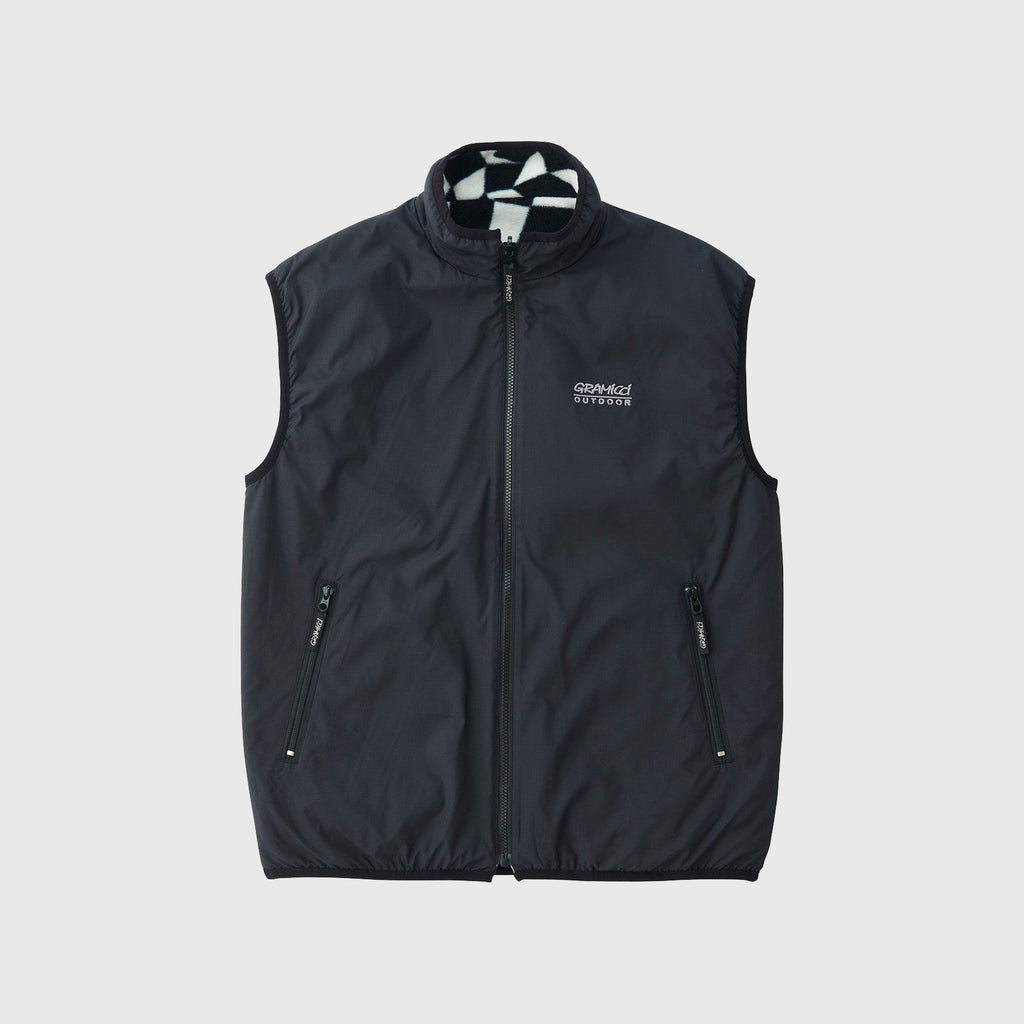 Gramicci Reversible Vest - Black Check - Front Inside Out