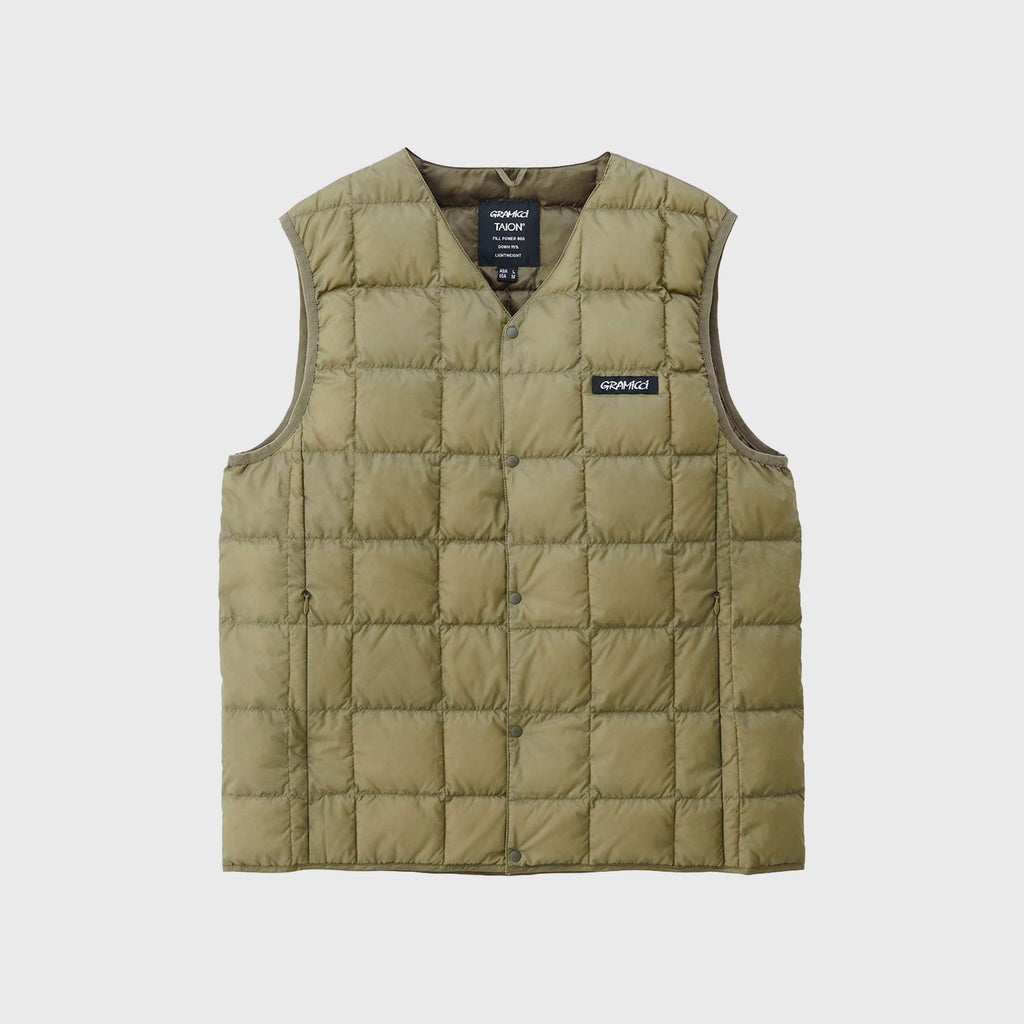 Taion / Gramicci Inner Down Vest - Beige - Front