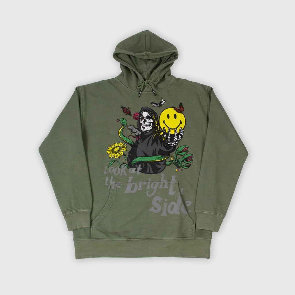 Market Smiley Look At The Bright Side Hoodie - Sage - Front