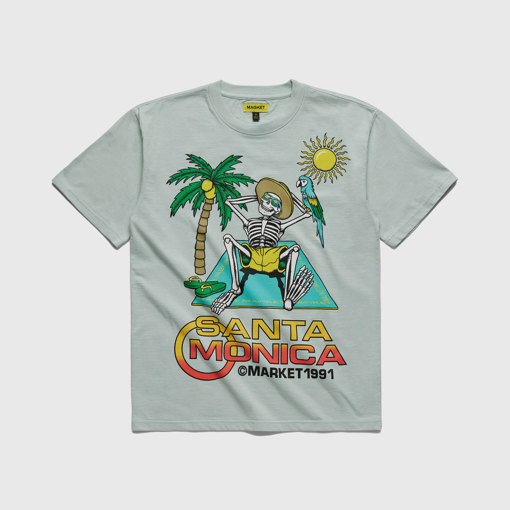 Market Paradise At Skellys Tee - Blue - Front