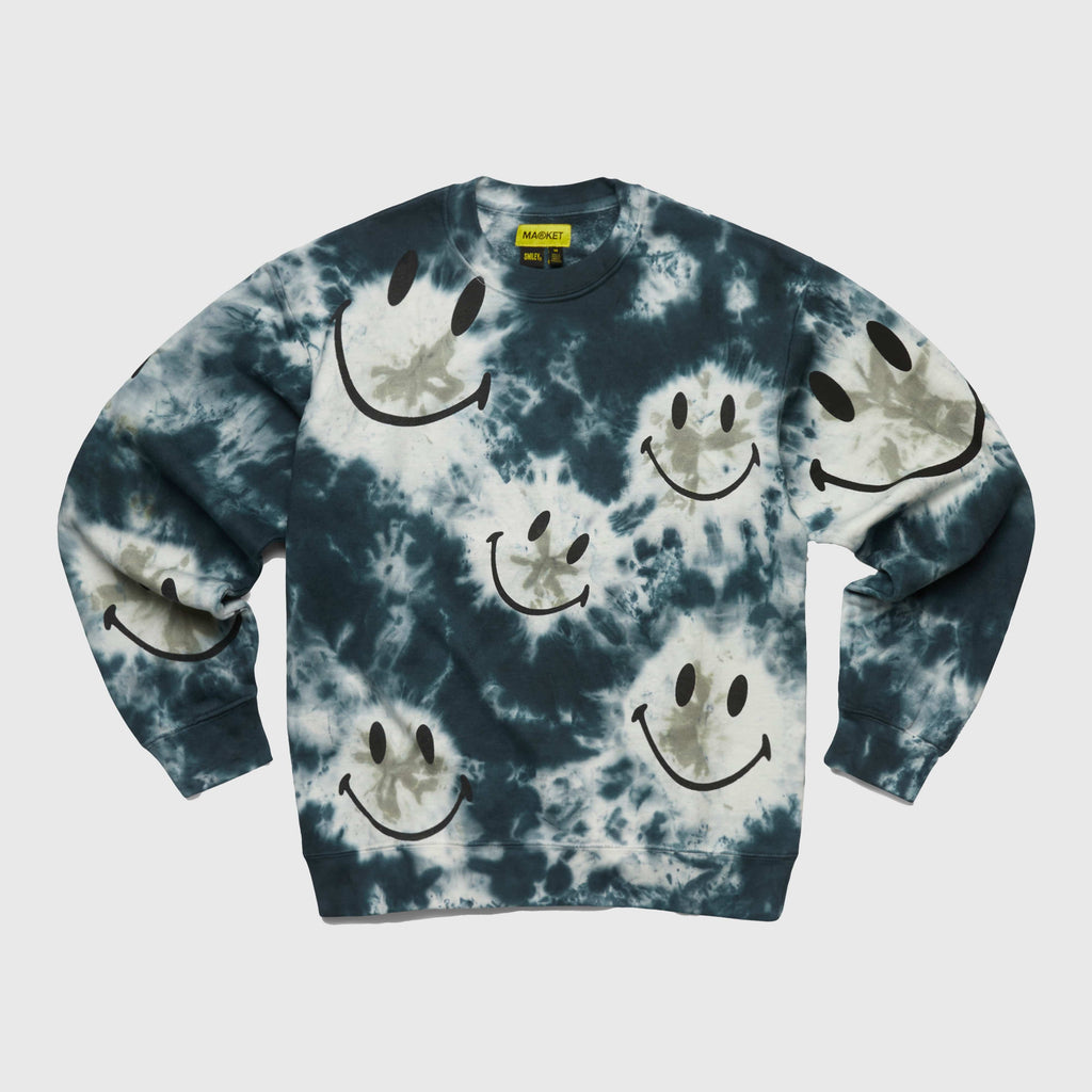 Market Smiley Shibori Dye Crewneck Sweatshirt - Black - Front