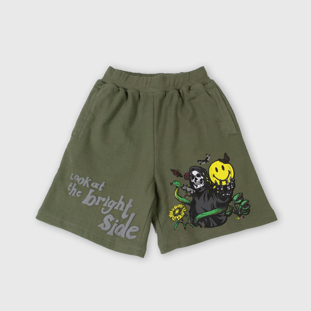 Market Smiley Look At The Bright Side Sweatshorts - Sage - Front
