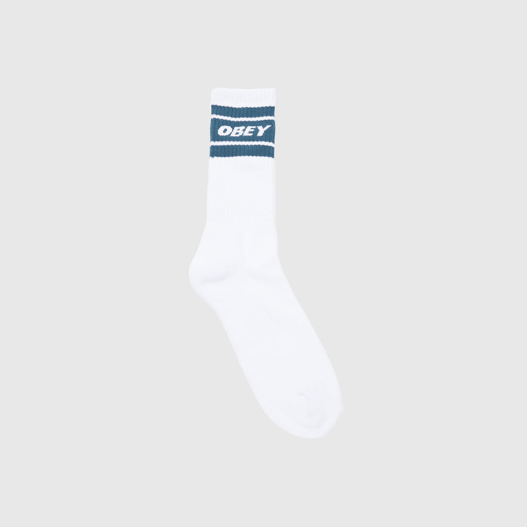 Obey Cooper II Socks - White / Deep Ocean 