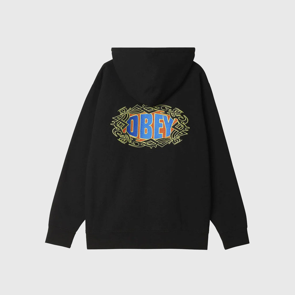 Obey Tribal Zip Hood - Black - Back