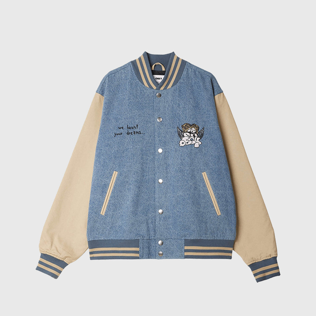 Obey Care Denim Varsity - Light Indigo Multi - Front