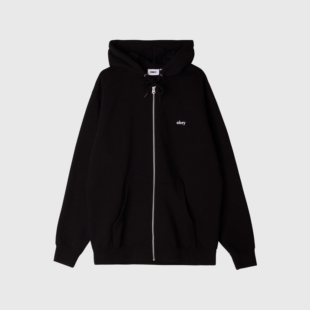 Obey Tab Zip Hood - Black - Front
