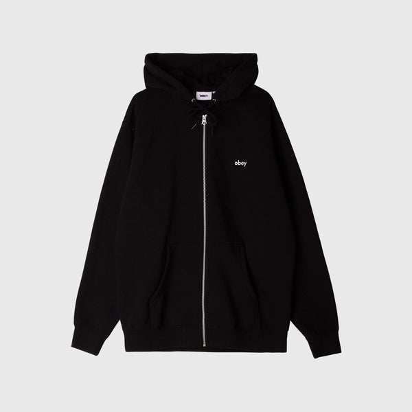 Obey Tab Zip Hood - Black - Front