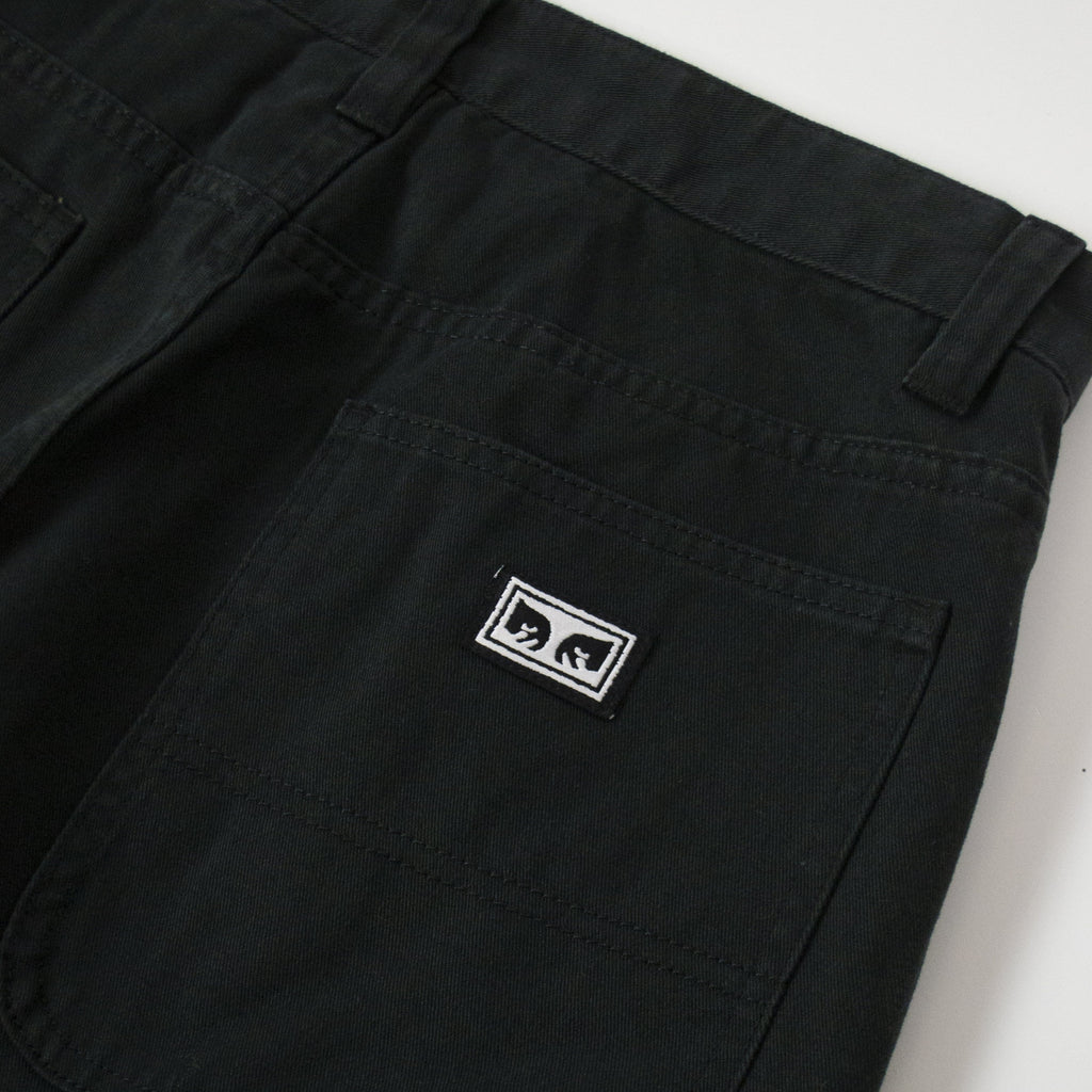 Obey Hardwork Carpenter Pant - Black Back Pocket Woven Brand Tab 