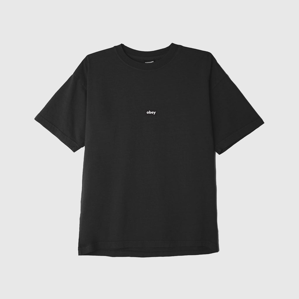  Obey SS Black Bar Tee - Off Black Front With Central Printed Bar Logo