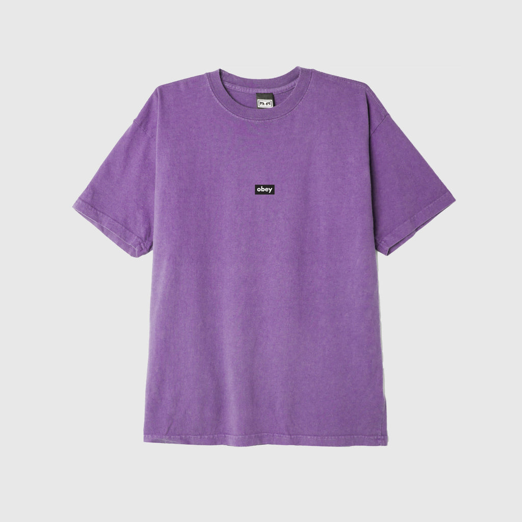 Obey SS Black Bar Tee - Orchid With Central Printed Bar Logo 