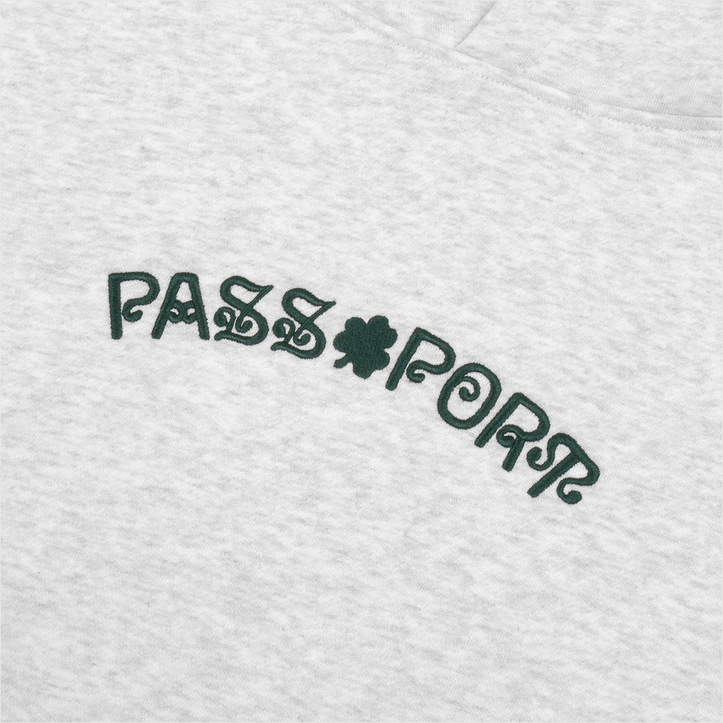 Passport Sham Embroidery Hoodie - Ash - Front Close Up